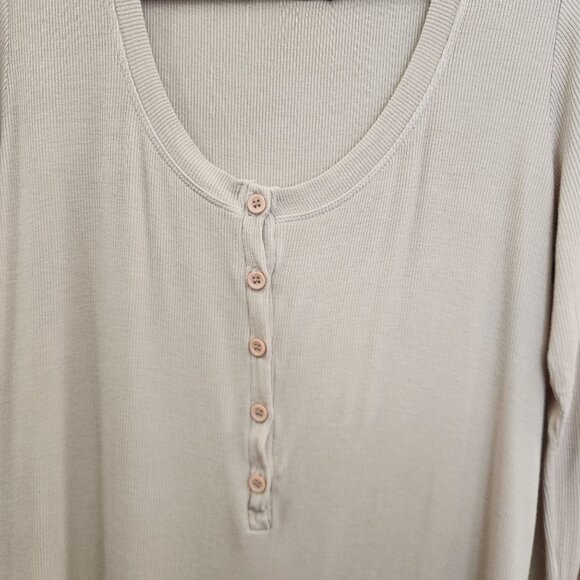 NWT REVOLVE Michael Lauren Tan Cream Long Sleeve Henley Dress Size Large - Picture 5 of 15
